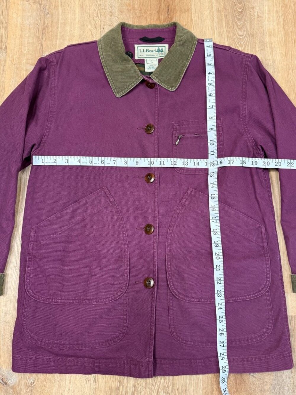 Vintage 90s L.L. Bean Womens Purple Plaid Lined Barn Field Canvas Chore Jacket S - Picture 6 of 11